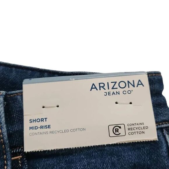 Arizona Jean Co Juniors Size 5 Mid-Rise Blue Jean Distressed Shorts - Picture 4 of 6
